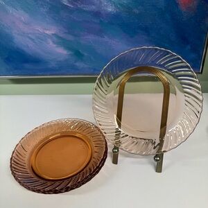 Set of 4 Fortecrisa Mexico Pink Swirl Small Plates 6.75” Appetizer Salad Dessert